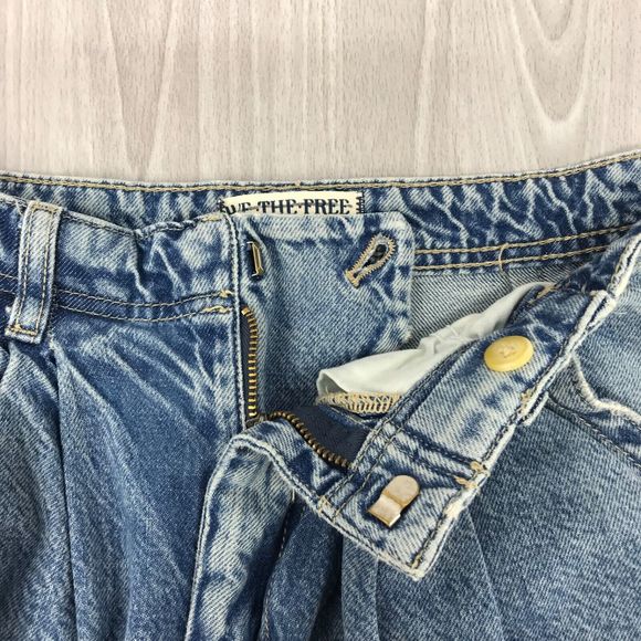 Free People We The Free Equinox Denim Trousers Jeans Open Sky Wide Leg Size 27 - Picture 11 of 14
